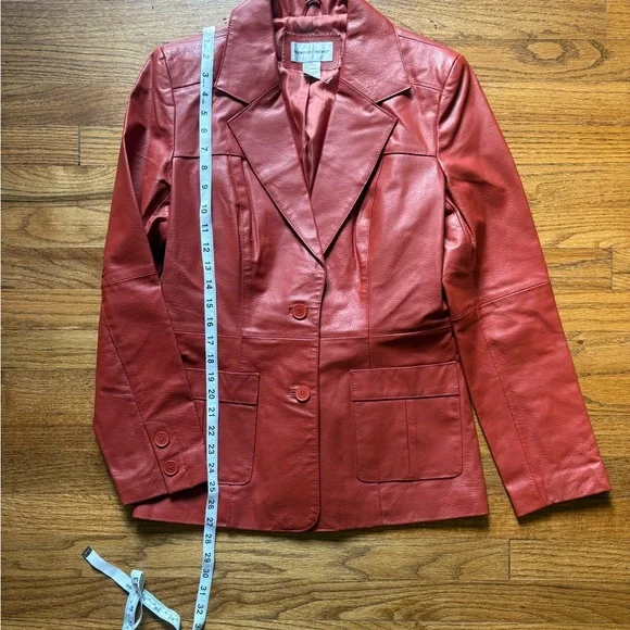 Newport News Red Leather Blazer/Jacket Size 8 - Picture 4 of 11